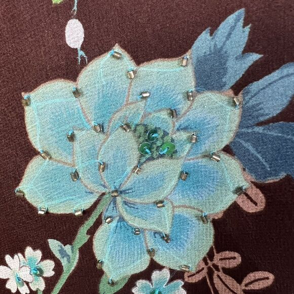 Vintage Size 10 Halter Floral Beaded Silk Fairy Dress Knee Length NEW - Picture 7 of 11